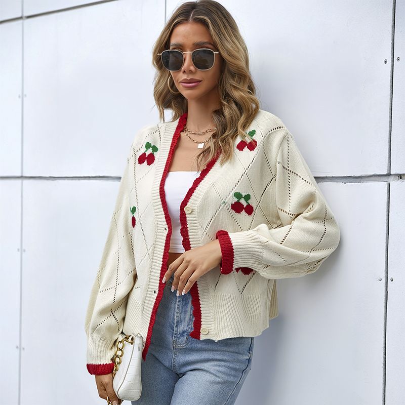 Damen-Strickjacke, Strickjacke, lockere Strickjacke, Strickjacke mit Knöpfen