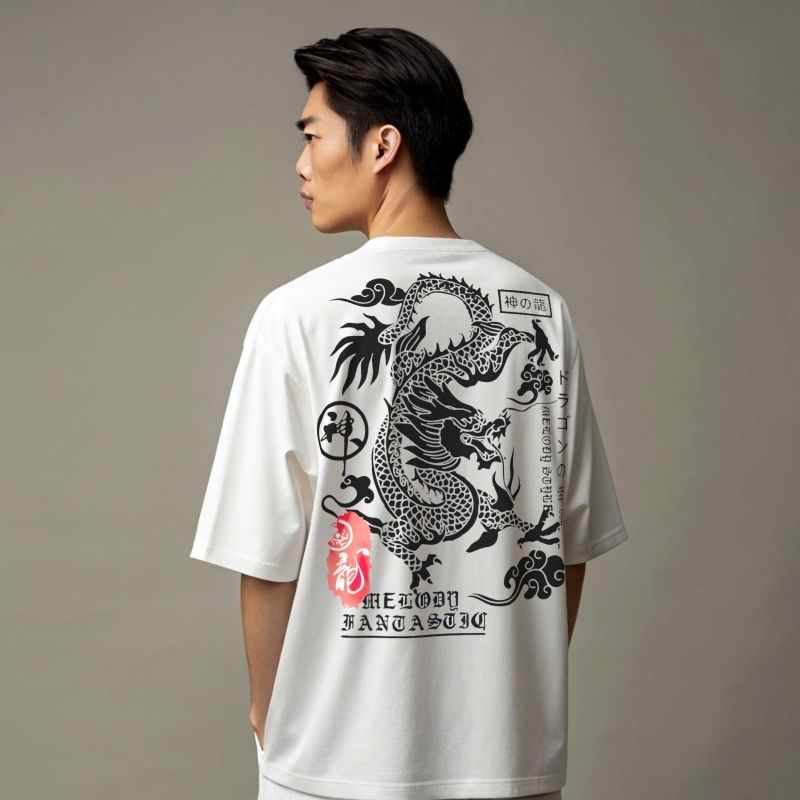 Oversized T-Shirt, lockeres T-Shirt, Drachen T-Shirt