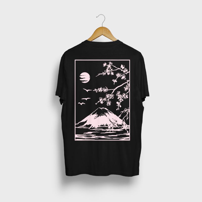 T-Shirt, Baumwoll-T-Shirt, weites T-Shirt, Mount-Fuji-T-Shirt