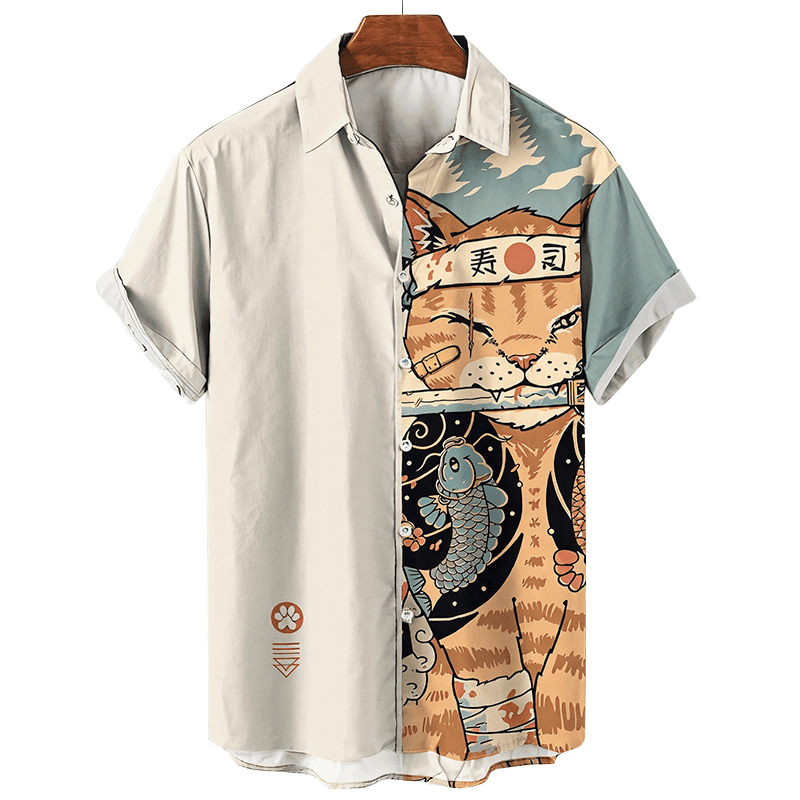 variant_white_Men’s Japanese Style Short Sleeve Shirt