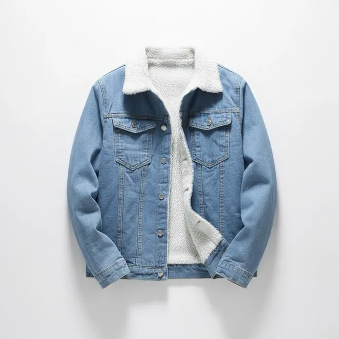 mens jacket, denim jacket, winter jacket, mens denim jacket, fleece lined jacket