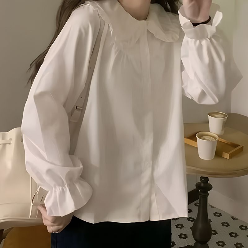 Bluse, Langarm-Bluse, Schleifenbluse, Bluse mit Kragen