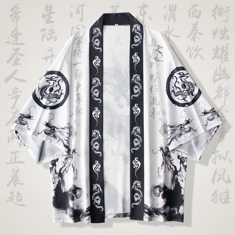 Men’s Haori Jacket Kimono Cardigan _ White Shadow KIMONOMO 4