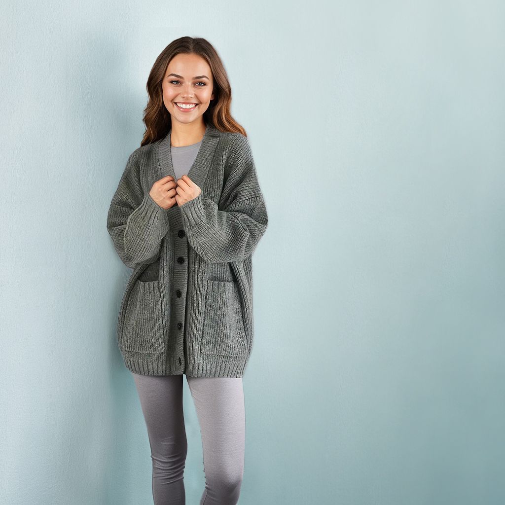 strickjacke damen, gestrickte jacke, oversized jacke, winterjacke, lockere jacke, jacke mit knöpfen