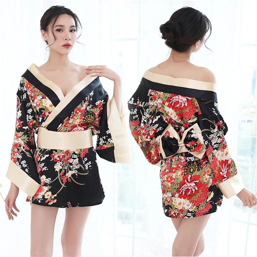 Women’s Kimono Dressing Night Gown _ Floral KIMONOMO 1