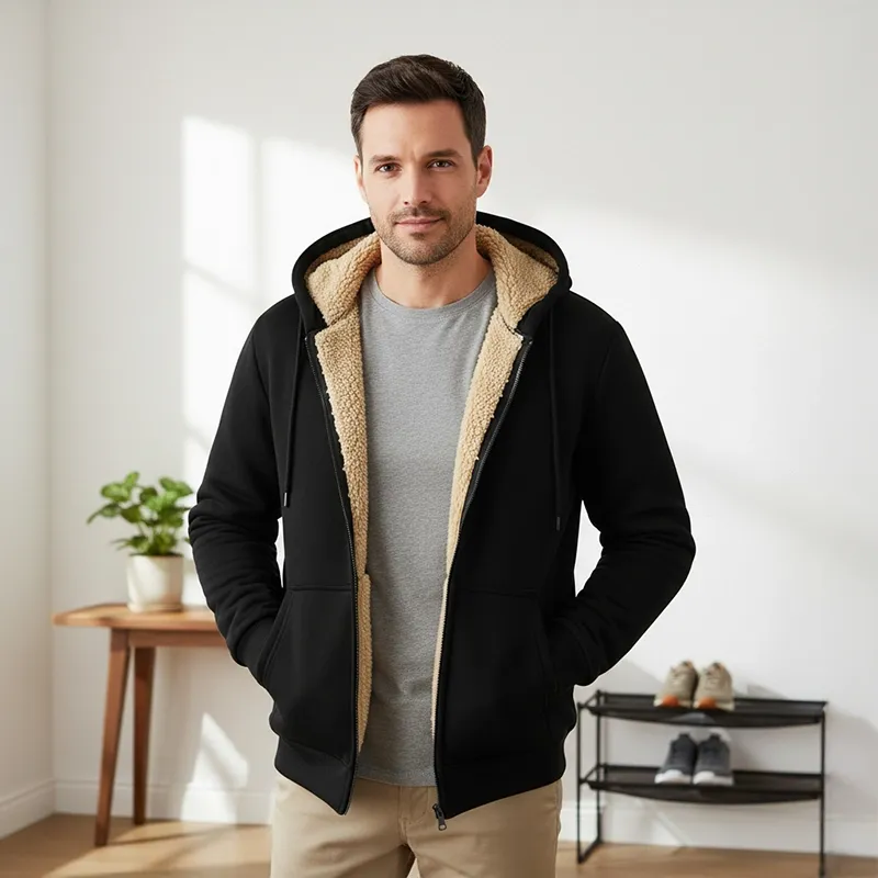 mens jacket, fleece jacket, winter jacket, warm jacket, hooded jacket, autumn jacket